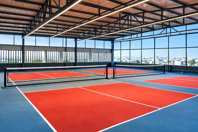 Indoor pickleball court at Kompally Pickleball, Fitness9 Kompally, Hyderabad